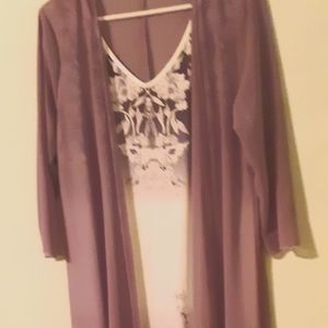 purple and cream XLmaxi dress looks like 2 pcs.but connected polyester & cotton